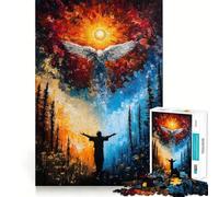 Puzzle Adulte Ailes d'ange et Soleil 1000 pièces Jeu de mémoire mentale Découpe de Haute précision Activité Manuelle Exercice Mental Calme à Faire à la Maison (38x26cm)