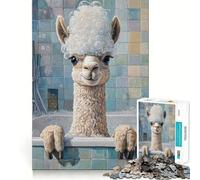 Puzzle Adulte Alpaca Bath Time 1000 pièces Jeu de Stimulation Cognitive Conception sans Espace Cadeau d'anniversaire Casse-tête (50x75cm)