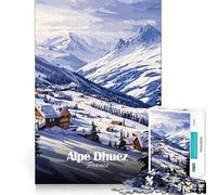 Puzzle Adulte Alpe d'Huez Ski Station 1000 pièces Jeu de Stimulation cérébrale Découpe Laser de qualité supérieure Activité relaxante en Groupe à l'intérieur (50x75cm)