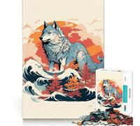Puzzle Adulte Amaterasu Loup 1000 pièces,Jeu de Stimulation Cognitive,Assemblage précis sans espaces,activité apaisante pour la Pause mentale (50x75cm)