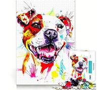 Puzzle Adulte American Pitbull Terrier 1000 pièces Jeu de mémoire Amusant Assemblage Stable,pièces Qui ne bougent Pas Format Compact Idéal pour des Moments de Jeu en Famille (38x26cm)