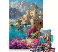 Puzzle Adulte Ancien monastère au Bord du lac 1000 pièces,Jeu de Stimulation Cognitive,sans Espace,Assemblage précis,Cadeau d'anniversaire,Casse-tête (38x26cm)