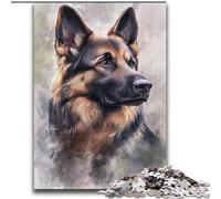 Puzzle Adulte Aquarelle Berger Allemand 2000 pièces, Anti-Stress, Vacances à la Maison, avec Affiche et fiche de Questions-réponses Assorties (70x100cm)