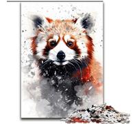 Puzzle Adulte Aquarelle Panda Roux 1000 pièces Difficile, pour 14 Ans et Plus, Jeu de décoration Murale, Cadeaux Uniques pour Anniversaire et Noël (50x75cm)