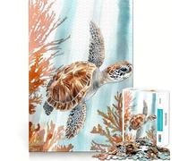 Puzzle Adulte Aquarelle Tortue Marine 1000 pièces Casse-tête Relaxant Motif à Assembler Cadeau de Noël (38x52cm)