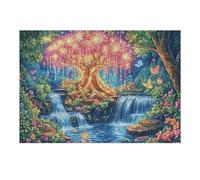 Puzzle Adulte Arbre Lumineux Cascade Forêt Nature Sauvage 300 Pièces De Qualité Amusant Créatif Et Engageant Parfait pour Passe Temps Et Hobbies 300 PCS（40x28cm）