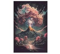 Puzzle Adulte Art Cerisier en Fleurs du Japon 1000 Pièces pour Enfants À Partir De 12 Ans Puzzles en Bois Casse-tête （78×53cm）