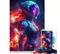 Puzzle Adulte Astronaute en Flammes 1000 pièces, Casse-tête, Passe-Temps à la Maison, Assemblage d'image, Cadeau mémorable 50x75cm