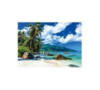 Puzzle Adulte au Bord de la Plage Seychelles - 1500 Pieces - Set Puzzle Collection Paysage mer Montagne + 1 Carte Tigre