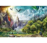 Puzzle Adulte : au Pays des Dragons 3000 Pieces - Collection Chateau Montagne lac - Set Animaux Fantastique + 1 Carte Tigre
