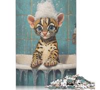 Puzzle adulte avec chaton du Bengale, puzzle de 1000 pièces pour adultes, puzzle en papier drôle, jeu de décompression, 1000 pièces (75x50 cm)