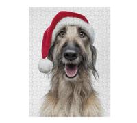 Puzzle Adulte avec Motif Afghan Hound Dog with Santa Hat, 500 PCS