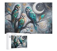 Puzzle Adulte avec Motif Three Owls Under The Moon, 1000 PCS