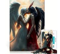 Puzzle Adulte Baiser d'ange et de démon 1000 pièces,Jeu de Stimulation Cognitive,sans Espace,Assemblage précis,Cadeau d'anniversaire,Casse-tête (38x26cm)