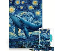 Puzzle Adulte Baleine dans Une Nuit étoilée 1000 pièces,Jeu de réflexion,Cadeau,découpe de Haute précision,activité relaxante à Faire en Groupe à l'intérieur (38x52cm)
