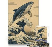 Puzzle Adulte Baleine sautant par-Dessus Une Vague 1000 pièces Stimule l'intellect et l'habileté Divertissement paisible Taille idéale Cadeau Parfait (38x26cm)