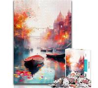 Puzzle Adulte Bateau Peinture à l'huile 1000 pièces Puzzles pour Adultes et Adolescents Design Dynamique et Unique expérience de Puzzle relaxante et stimulante 75x50cm