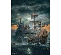 Puzzle adulte - bateau pirate et l ile au tresor - 1500 pieces - clementoni - collection pirate G