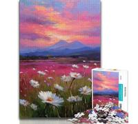 Puzzle Adulte Beau Champ de Fleurs 1000 pièces pour Adolescents Anti-Stress défi Difficile renforce l'amour Entre Couples (26x38cm)