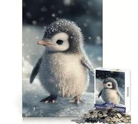 Puzzle Adulte Bébé Pingouin dans la Neige 1000 Pièces Exercice Mental Relaxation Douce Découpe précise Cadeau de Vacances (50x75cm)