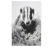 Puzzle Adulte Blaireau 1000 Pièces pour Enfants À Partir De 12 Ans Puzzles en Bois Casse-tête 78×53cm