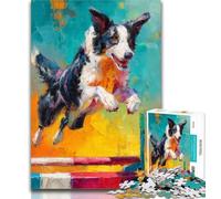 Puzzle Adulte Border Collie en Cours d'exécution 1000 pièces, Cadeaux pour Adolescents, Jouets éducatifs, Jeux Anti-Stress, renforce l'amour Entre Couples 26x38cm