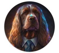 Puzzle Adulte Boss Golden Retriever 1000 pièces, Puzzle Rond en Carton pour Adolescents, Jeu interactif Familial, Cadeau défi 1000 pièces (67,5x67,5cm)
