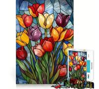 Puzzle Adulte Bouquet de Tulipes éclatantes »,1000 pièces,Jeu de réflexion,Cadeau,découpe de Haute précision,activité relaxante à Faire en Groupe à l'intérieur (50x75cm)