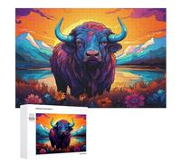 Puzzle Adulte Buffle 1000 Pièces pour Enfants À Partir De 12 Ans Puzzles en Bois Casse-tête （75×50cm）