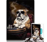 Puzzle Adulte Bulldog Fumeur 1000 pièces pour Adultes et Adolescents, pour Passer Un Bon Moment à la Maison et renforcer l'amour Entre Couples 50x75cm