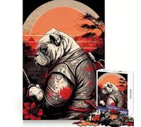 Puzzle Adulte Bulldog Samurai Japon 1000 pièces Activité cérébrale Découpe précise Cadeau créatif (38x52cm)