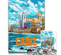 Puzzle Adulte Cadix Espagne Voyage 1000 pièces pour Adolescents, Jeu Stimulant et Jeu Familial, Interaction Parent-Enfant 75x50cm