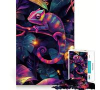 Puzzle Adulte Caméléon néon dans la Jungle, 1000 pièces, renforce la mémoire, se détend et s'amuse, qualité supérieure, pour Les fêtes (50x75cm)
