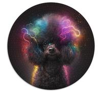 Puzzle Adulte Caniche Fantasy 1000 pièces Puzzle Rond 1000 pièces Niveau débutant Idéal pour Les Anniversaires et Les fêtes 67,5 x 67,5 cm