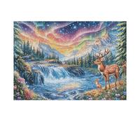 Puzzle Adulte Cascade Cerf Forêt Faune Sauvage Nature Sauvage Rural 300 Pièces De Qualité Captivant Amusant Et Engageant Parfait pour Loisirs en Famille 300 PCS（40x28cm）