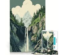 Puzzle Adulte Cascade en forêt 1000 pièces,Jeu de réflexion,Cadeau,découpe de Haute précision,activité relaxante à Faire en Groupe à l'intérieur (38x26cm)