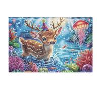 Puzzle Adulte Cerf Méduse Forêt Fleurie Faune Sauvage Nature Sauvage 1000 Pièces De Qualité Amusant Créatif Et Captivant Parfait pour Hobby Et Détente （75x50cm）