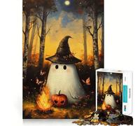 Puzzle Adulte Chapeau de sorcière et feu follet 1000 pièces,Jeu de mémoire,découpage de Haute précision,activité Manuelle Calme,Exercice Mental à Faire à la Maison (38x52cm)