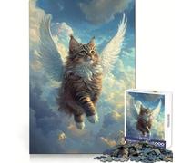 Puzzle Adulte Chat Angélique 1000 pièces Exercice Intelligent et apaisant pour Les Moments de détente Bords précis Cadeau de Noël (38x26cm)
