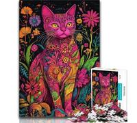 Puzzle Adulte Chat Assis Parmi Les Fleurs 1000 pièces pour Adultes et Adolescents à partir de 14 Ans Jeu Impossible pour Adultes et Adolescents (50x75cm)