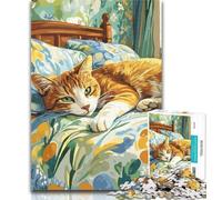 Puzzle Adulte Chat endormi 1000 pièces pour Adultes et Adolescents, pour Passer Un Bon Moment à la Maison et renforcer l'amour Entre Couples 26x38cm