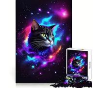 Puzzle Adulte Chat Galaxie Nébuleuse 1000 pièces Jeu d'exercice Mental Soulagement des tensions Design à Assembler Joli Cadeau (38x26cm)
