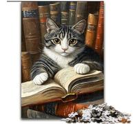 Puzzle Adulte Chat lisant Un Livre 1000 pièces Difficile, Jeu éducatif, Jouet, Cadeau d'anniversaire, décoration Murale (50x75cm)