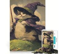 Puzzle Adulte Chat Magicien 1000 pièces Jeu de Stimulation Cognitive,Assemblage précis,sans espaces,activité apaisante pour la Pause mentale (38x52cm)