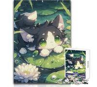 Puzzle Adulte Chat Mignon sur Rose des Mers, 1000 pièces, Jeu d'éveil Amusant et éducatif, Cadeau Original et Surprenant, Dimensions:38x52cm