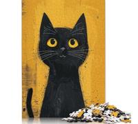 Puzzle Adulte Chat Noir Mystique 500 Pièces Puzzles Puzzle en Bois pour Adultes 18+ Jeu Éducatif 500pcs (52x38cm)