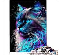 Puzzle Adulte Chat Pop Art Visage Animal Puzzle 1000 pièces Puzzles en Bois Adultes et Adolescents Puzzle Jeu intellectuel Art Mural Cadeau Unique 1000 pièces (75x50 cm)