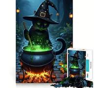 Puzzle Adulte Chat Sorcière Préparant Une Potion 1000 pièces Jeu de Stimulation mentale Découpe Laser de qualité supérieure Activité relaxante en Groupe à l'intérieur (50x75cm)