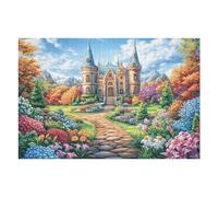 Puzzle Adulte Château Chemin Champ de Fleurs Rural Campagne Sauvage 1000 Pièces De Qualité Amusant Créatif Et Captivant Parfait pour Hobby Et Détente （75x50cm）