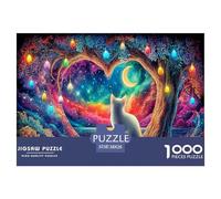 Puzzle Adulte Chatons d'automne Chat sous Un Ciel étoilé, Jeu éducatif et Relaxant pour Adultes et Adolescents, décoration intérieure, 38 x 26 cm/1000 pièces